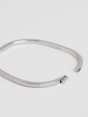 Reiss Silver Myles Hinged Crystal Cuff - Image 1 of 5