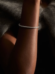 Reiss Silver Myles Hinged Crystal Cuff - Image 2 of 5
