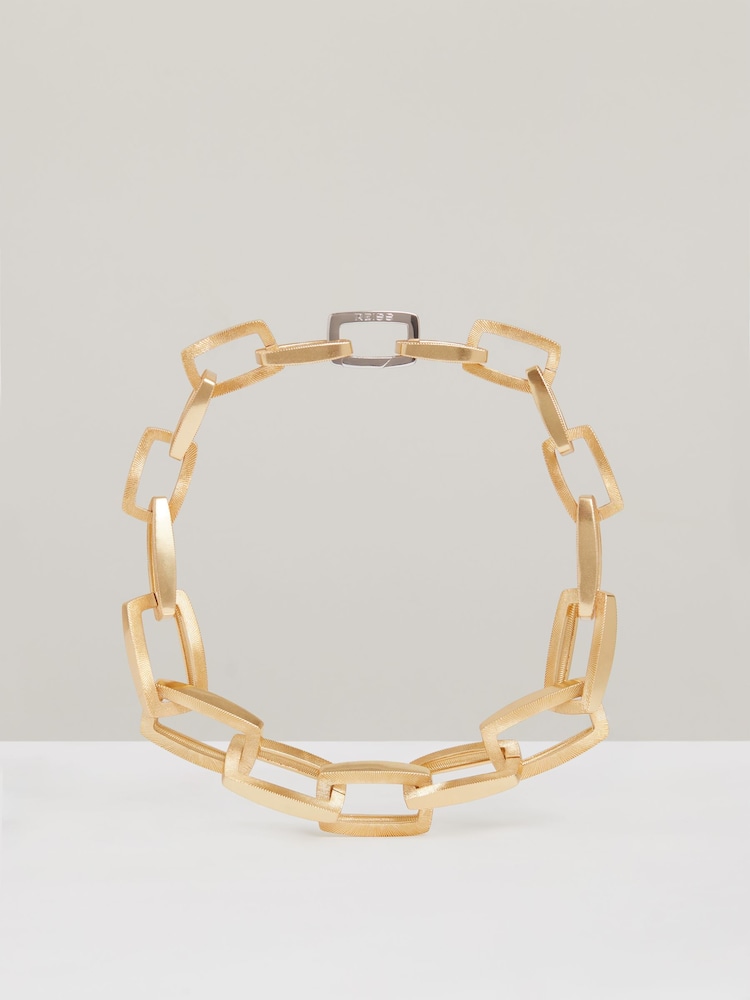 Reiss Gold Tone Gloria Geometric Chain Necklace - Image 1 of 7
