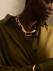 Reiss Gold Tone Gloria Geometric Chain Necklace - Image 4 of 7