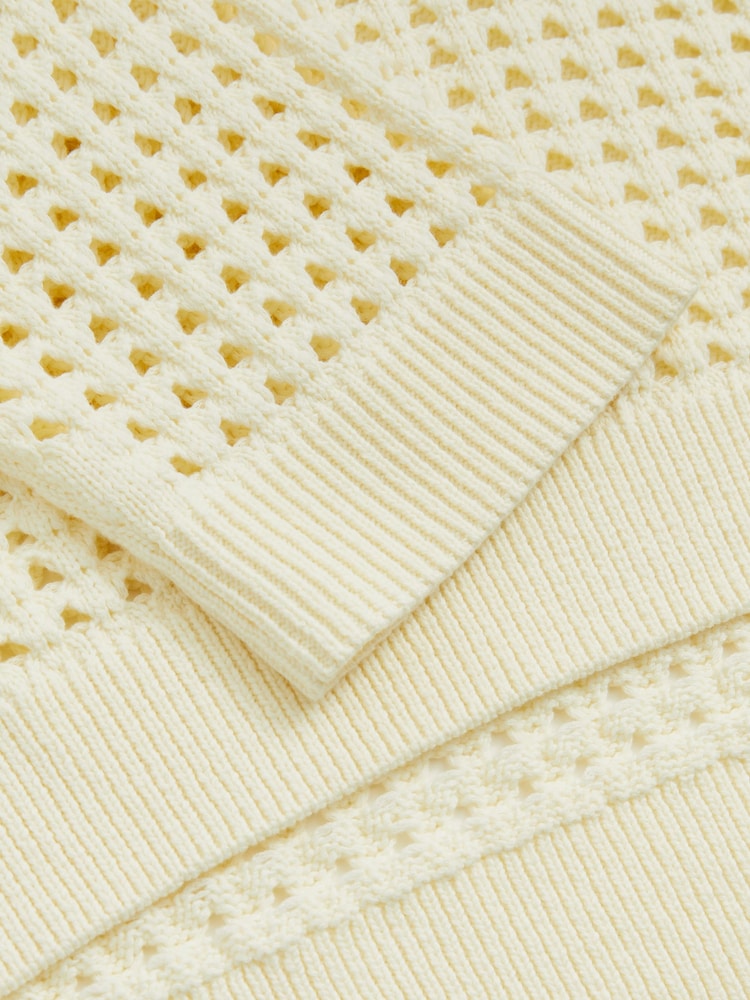 Reiss Buttermilk Reika Cotton Crochet Collared Jumper - Image 7 of 7