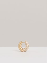 Reiss Gold Tone Amelia Pavé Huggie Earrings - Image 3 of 6