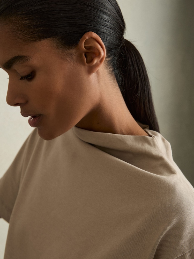 Reiss Neutral Olivia Cotton-Jersey Oversized T-Shirt - Image 4 of 6