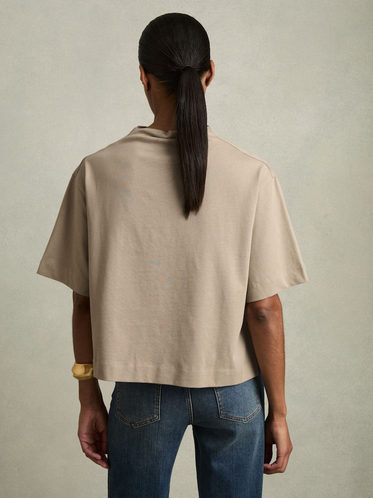 Reiss Neutral Olivia Cotton-Jersey Oversized T-Shirt - Image 5 of 6