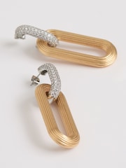 Reiss Gold Tone Callie Contour Pavé Drop Earrings - Image 4 of 6