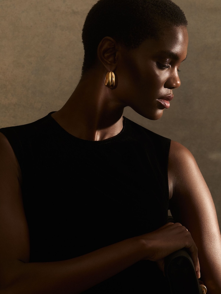 Reiss Gold Tone Sophie Sculptural Hoop Earrings - Image 2 of 5