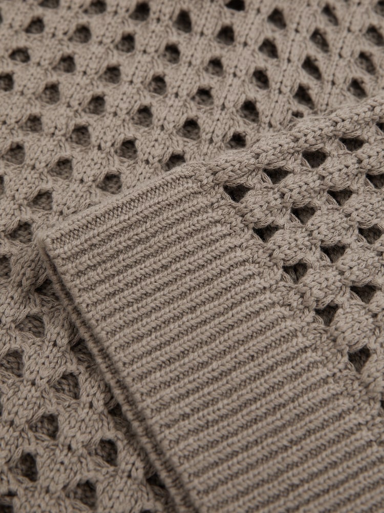 Reiss Stone Reika Cotton Crochet Collared Jumper - Image 8 of 8