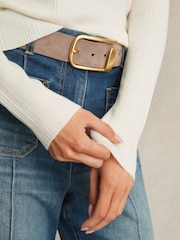 Reiss Cream Chloe Wool-Blend Rib-Knit Hooded Jumper - Image 5 of 7