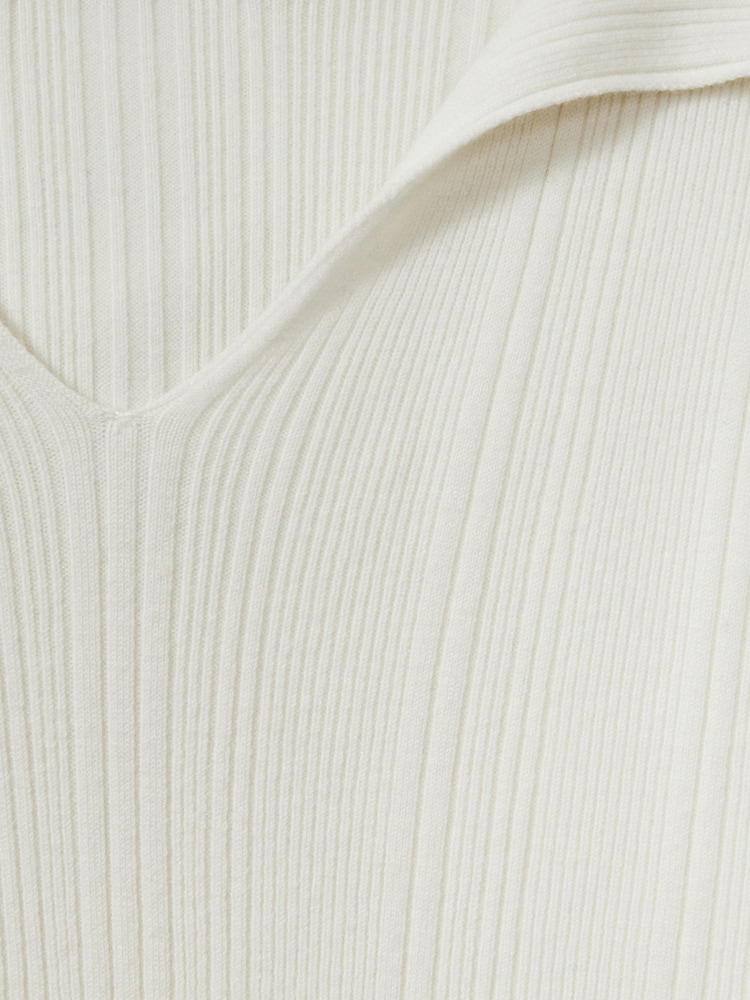 Reiss Cream Chloe Wool-Blend Rib-Knit Hooded Jumper - Image 7 of 7