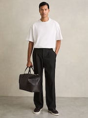 Reiss White Tate Cotton Garment-Dyed Oversized T-Shirt - Image 1 of 5