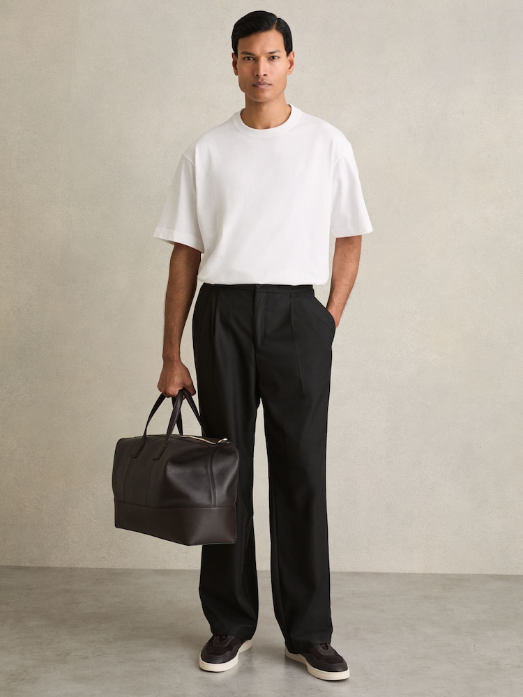 Reiss White Tate Cotton Garment-Dyed Oversized T-Shirt - Image 1 of 5