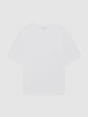 Reiss White Tate Cotton Garment-Dyed Oversized T-Shirt - Image 2 of 5
