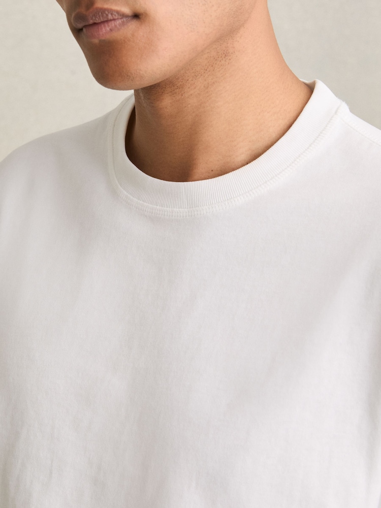 Reiss White Tate Cotton Garment-Dyed Oversized T-Shirt - Image 4 of 5