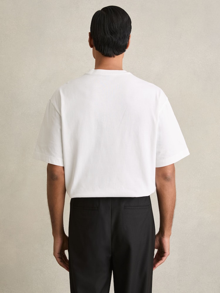Reiss White Tate Cotton Garment-Dyed Oversized T-Shirt - Image 5 of 5