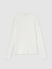 Reiss White Polly Fine-Ribbed High-Neck Top - Image 2 of 6