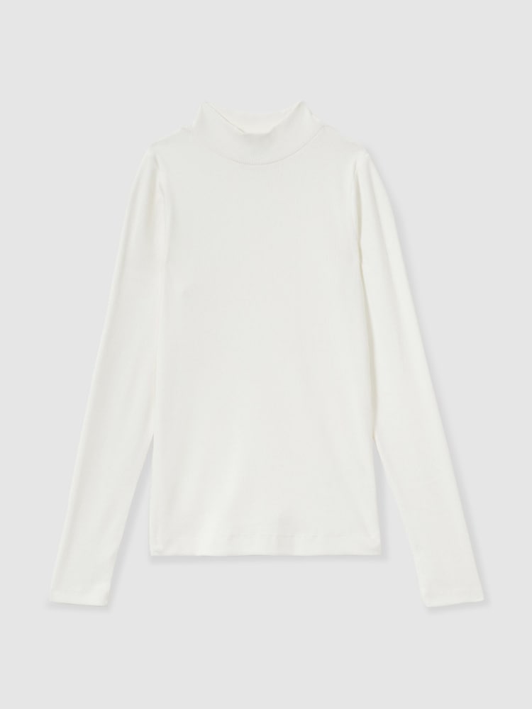 Reiss White Polly Fine-Ribbed High-Neck Top - Image 2 of 6