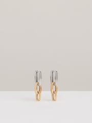 Reiss Gold Tone Gabriella Geometric Link Drop Earrings - Image 2 of 6
