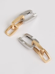 Reiss Gold Tone Gabriella Geometric Link Drop Earrings - Image 4 of 6
