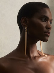 Reiss Gold Tone Tessa Tassel Drop Earrings - Image 1 of 7