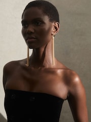 Reiss Gold Tone Tessa Tassel Drop Earrings - Image 3 of 7