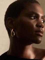 Reiss Gold Tone Freya Wave Hoop Earrings - Image 1 of 5