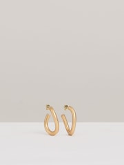 Reiss Gold Tone Freya Wave Hoop Earrings - Image 2 of 5