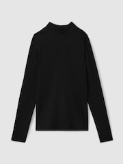 Reiss Black Polly Fine-Ribbed High-Neck Top - Image 2 of 7