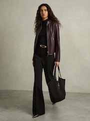 Reiss Black Polly Fine-Ribbed High-Neck Top - Image 3 of 7