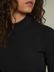 Reiss Black Polly Fine-Ribbed High-Neck Top - Image 4 of 7