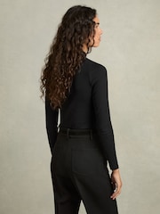 Reiss Black Polly Fine-Ribbed High-Neck Top - Image 5 of 7