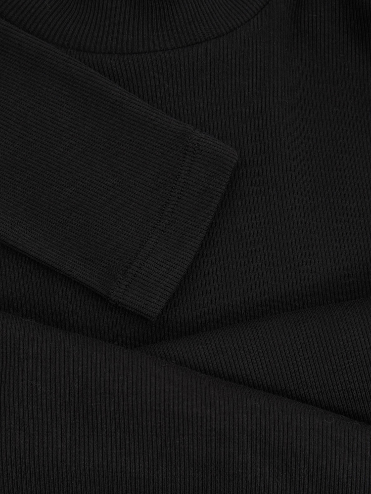 Reiss Black Polly Fine-Ribbed High-Neck Top - Image 7 of 7