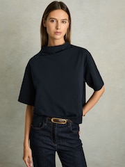 Темно-синий - Reiss Olivia Cotton-Jersey Oversized T-Shirt - Image 1 of 7