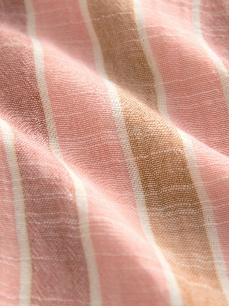 Pink Stripe Button Down Long Sleeve Doublecloth Blouse - Image 5 of 6