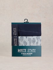 White Stuff Blue Plain & Print Boxers 2 Pack - Image 1 of 3