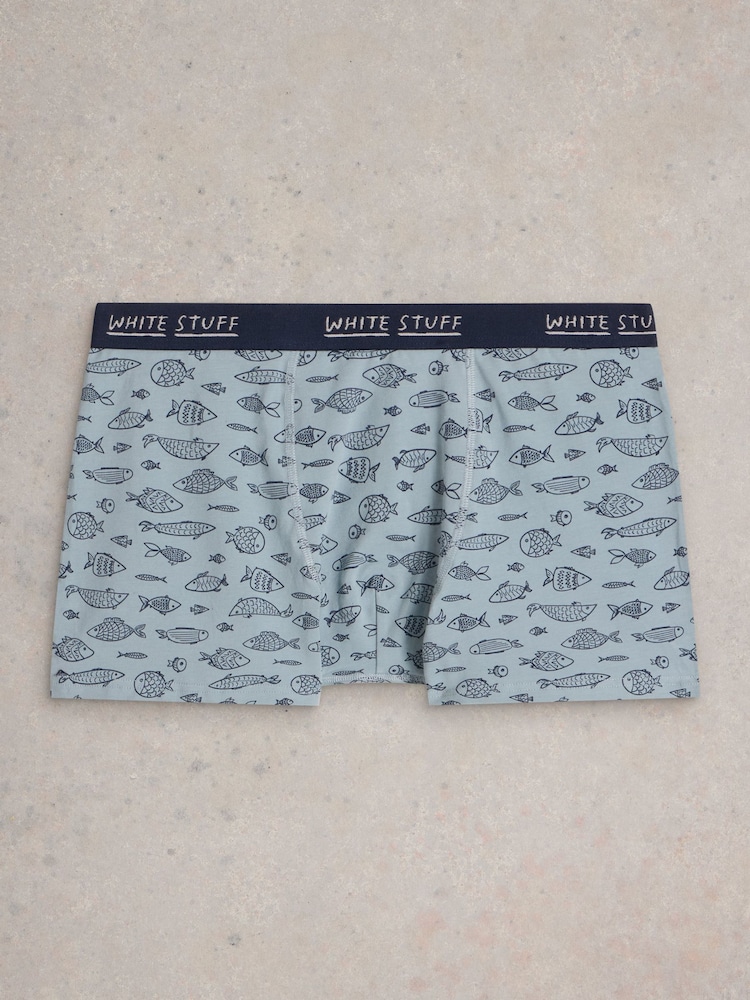 White Stuff Blue Plain & Print Boxers 2 Pack - Image 2 of 3