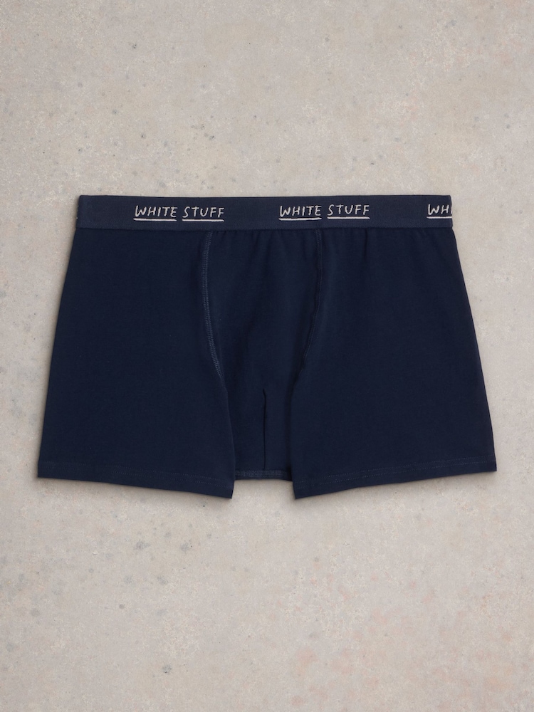 White Stuff Blue Plain & Print Boxers 2 Pack - Image 3 of 3 White Stuff Blue Plain & Print Boxers 2 Pack - Image 3 of 3