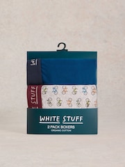 White Stuff Green Plain & Print Boxers 2 Pack - Image 1 of 3