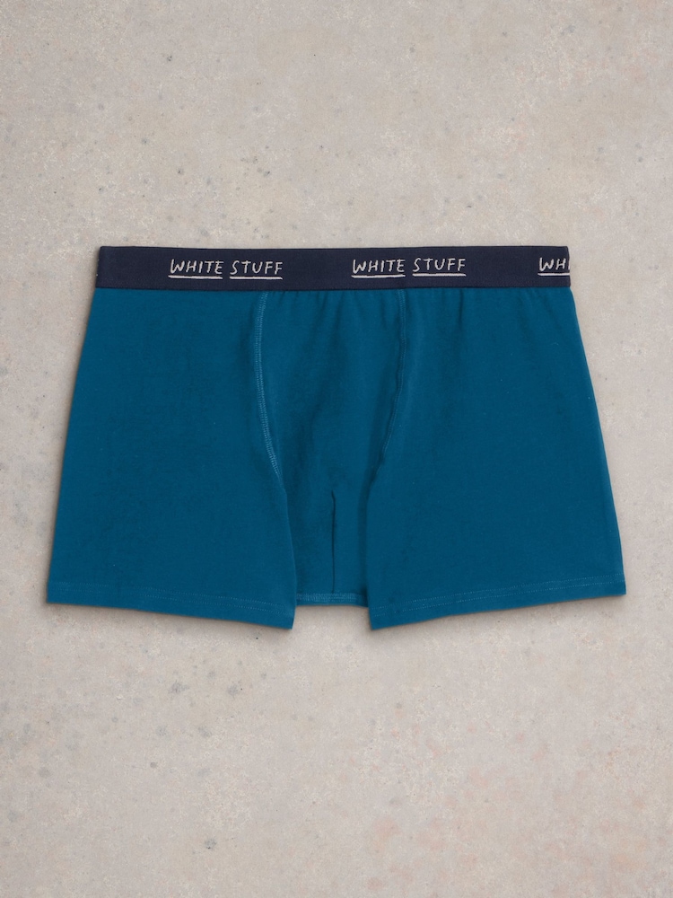 White Stuff Green Plain & Print Boxers 2 Pack - Image 2 of 3