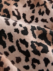 Leopard Print Button Down Ruffle Sleeve Top With Linen - Image 7 of 8