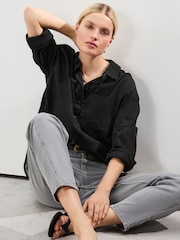 Black Long Sleeve Shirt With Linen - Image 1 of 7