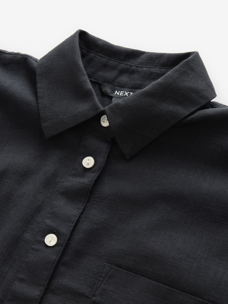 Black Long Sleeve Shirt With Linen - Image 6 of 7