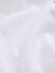 White Linen Blend Scallop Button Down Short Sleeve Blouse - Image 6 of 7