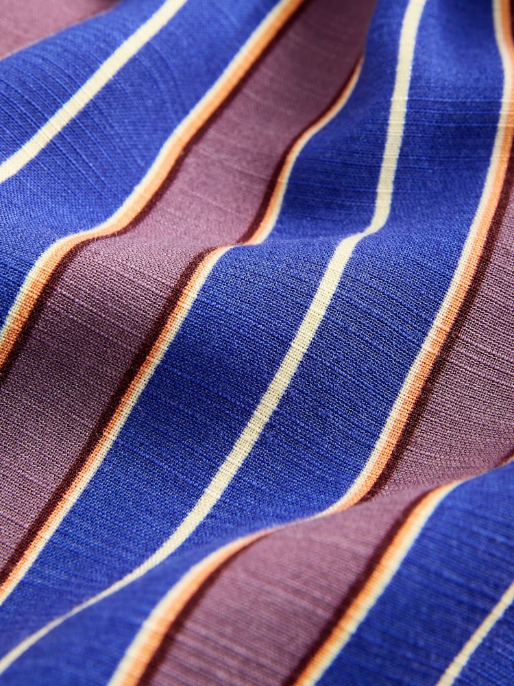 Blue/Purple Stripe Short Sleeve Tie Neck Bardot Top - Image 6 of 7