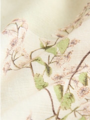 Kew Collection Green/Cream Mango Print Halter Tie Neck Sleeveless Top With Linen - Image 6 of 6