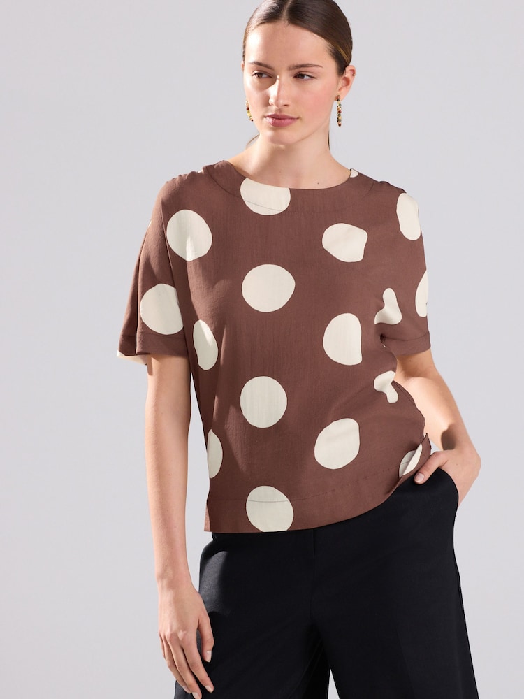 Brown/White Spot - T-shirt coupe droite texturé - Image 1 of 8