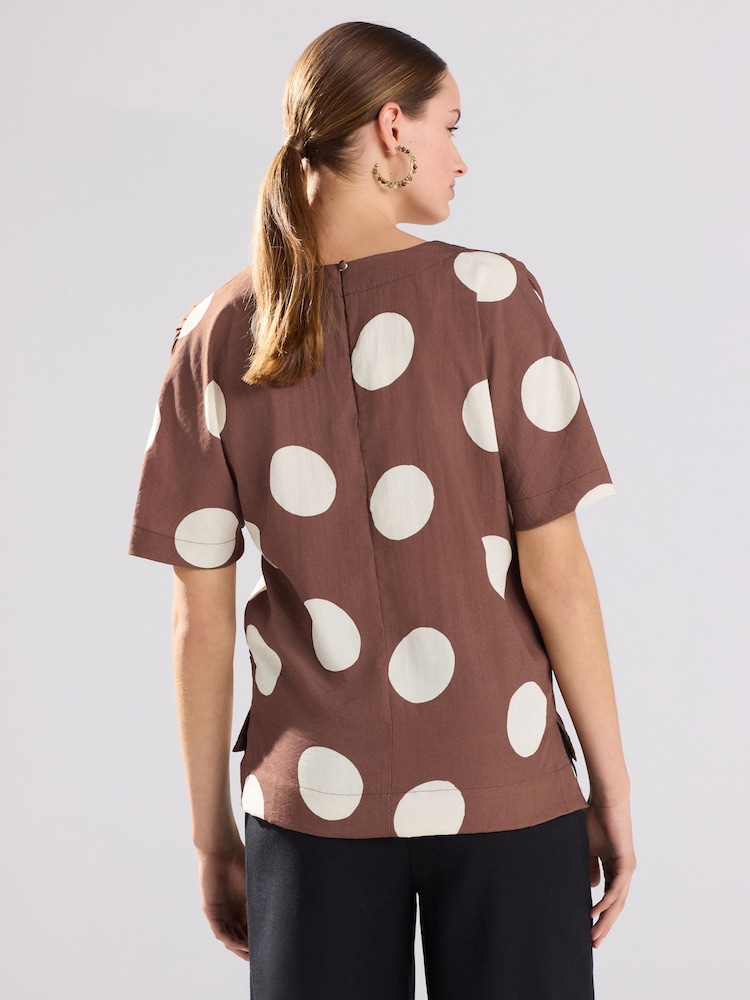 Brown/White Spot - T-shirt coupe droite texturé - Image 4 of 8