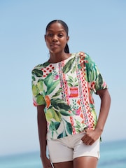 Abstract Fruit Print Textured Boxy T-Shirt - Image 2 of 7