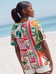 Abstract Fruit Print Textured Boxy T-Shirt - Image 3 of 7