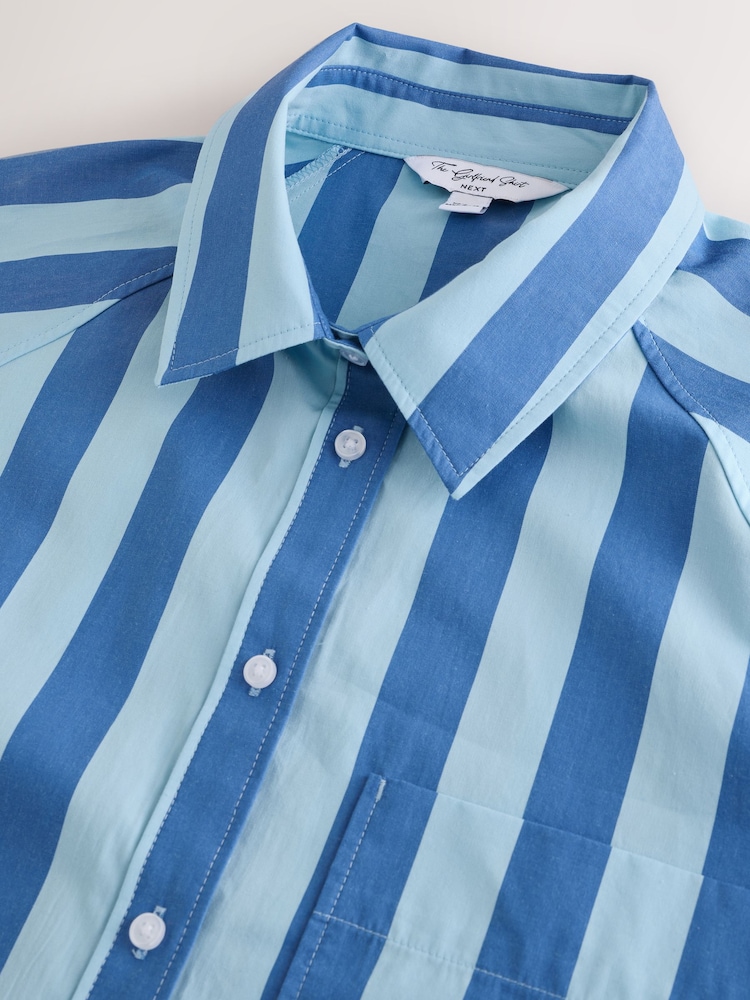 Light/Dark Blue Stripe - Girlfriend Oversized Long Sleeve Shirt - Image 6 of 7