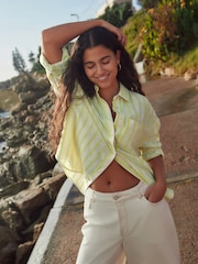 Neutral/Yellow Stripe Long Sleeve Shirt With Linen - Image 1 of 8